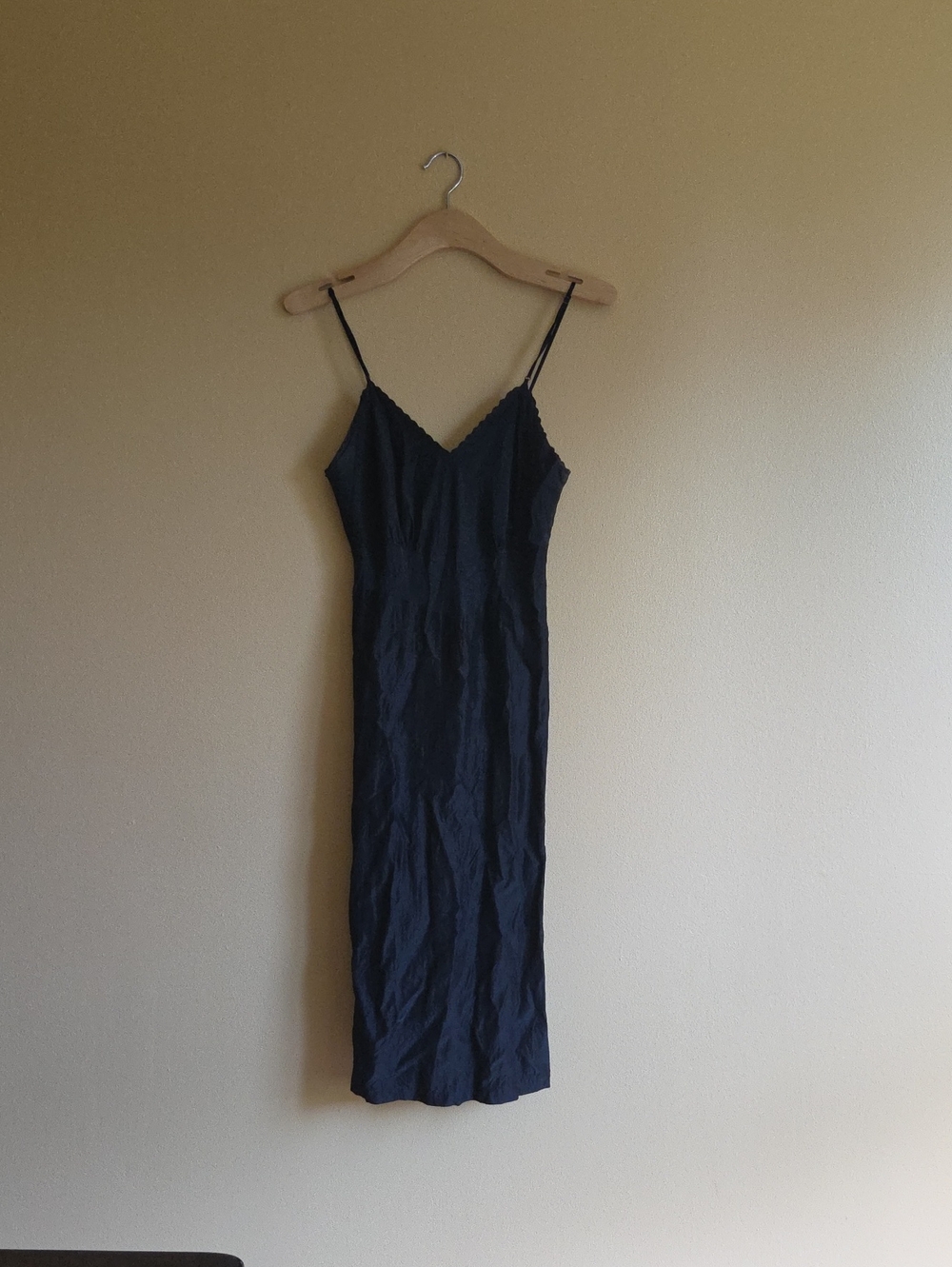 Classic Vintage Black Slip Dress with Spaghetti Straps